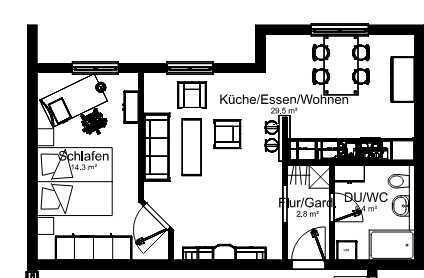 Verkauf einer kernsanierten 2,5 Zimmer- Souterrain- Wohnung in Erkenbrechtsweiler