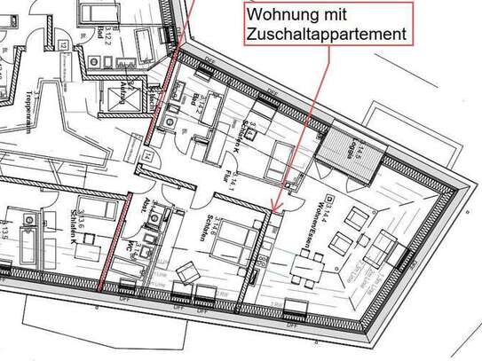 Exklusive 3-Zimmer Wohnung + Zuschalt-Appartement mit Logia