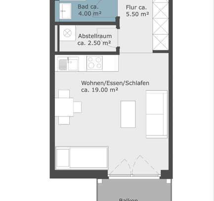 Neuwertige kleine 1-Raum-Wohnung mit Balkon in Berlin (ideal für Berufspendler)