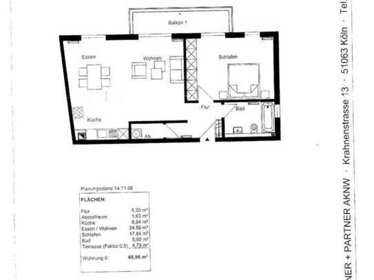 Voll möblierte 2-Zimmer-Wohnung mit Balkon und EBK in Köln-Deutz nahe Rheinufer