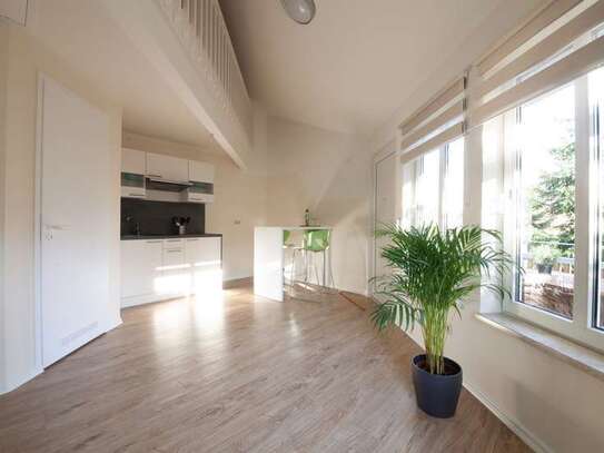 Voll möbliertes Appartement mit Küche und Galerie in beliebten Wohnpark!