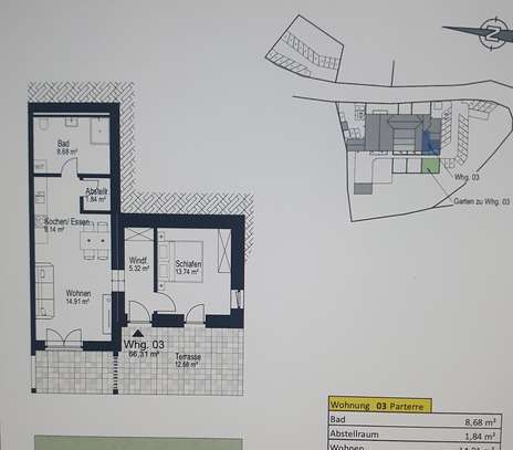 Exklusive 2-Zi. Neubau-EG-Wohnung mit geh. Innenausstattung ( KFW 40 Standard )