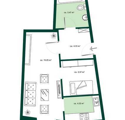 Geschmackvolle 1,5-Raum-Wohnung in Straubing, Kernstadt