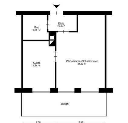 Schöne sonnige 1-Zi Wohnung - 5. Obergeschoss