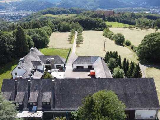 Vierkanthof in Alleinlage mit Panorama Ausblick übers Rheintal ,Pferdehaltug,4 Wohnungen,Aus