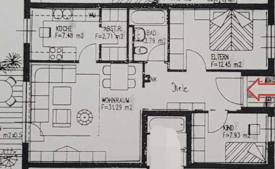 2,5-Raum-Wohnung mit Südwestbalkon und Einbauküche in Oberhaching