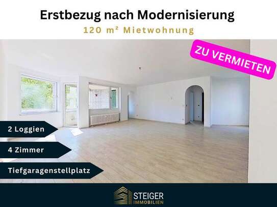 Modernisierte 4 Zimmer-Wohnung mit 120 m² und 2 Loggien sowie Tiefgaragenstellplatz in GE-Zentrum