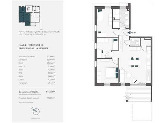 Familienfreundliche 4,5-Zimmer-Wohnung mit eigenem Garten