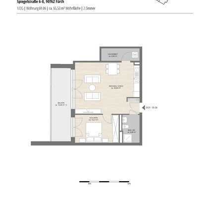 geräumige 2-Zi.-Wohnung mit großem Balkon * EBK * Wohnanlage Baujahr 2022 * 66 m²