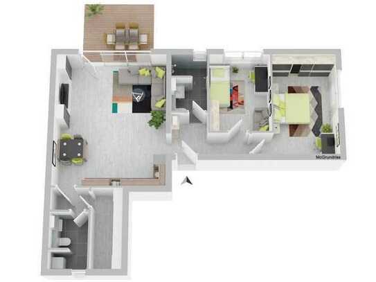Erstbezug und Einbauküche: Geschmackvolle 3-Raum-Wohnung mit lux. Innenausstattung