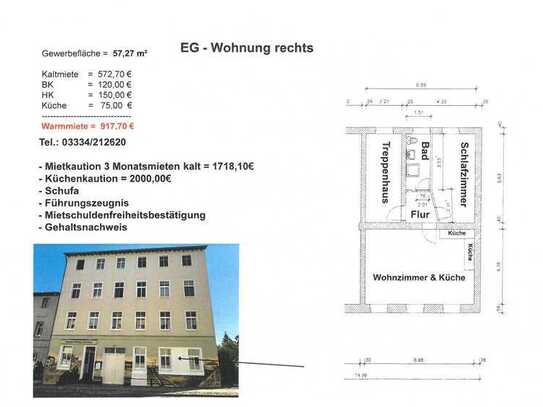 2-Raum Wohnung mit Küche, frei ab 15.09.24, zentrale Lage, 2024 neu saniert, Erstbezug, Küche neu