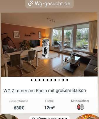 WG-Zimmer am Rhein mit Balkon in Düsseldorf Hamm