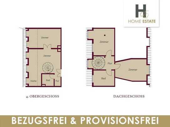 Bezugsfreie 3 Zimmer - Dachgeschosswohnung mit Fahrstuhl - provisionsfrei