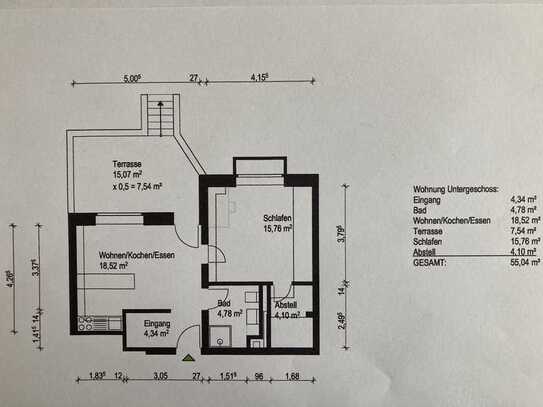 2-Zimmer-Wohnung mit Terrasse, exkl. Gartennutzung und EBK