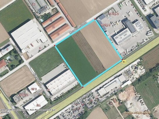 Grundstück (Flughafennähe) auf Basis Baurecht mit B Widmung direkt an der B 1 in Hörsching Auch für Logistiker !!