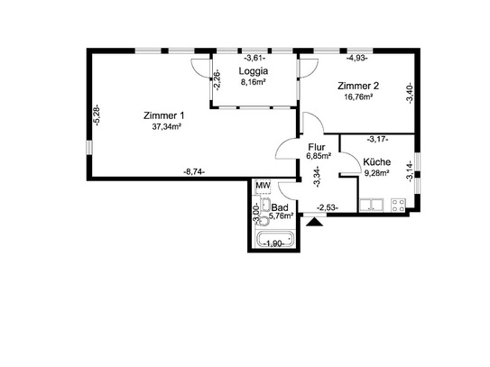 Große 2 Zimmer Wohnung sucht Nachmieter!