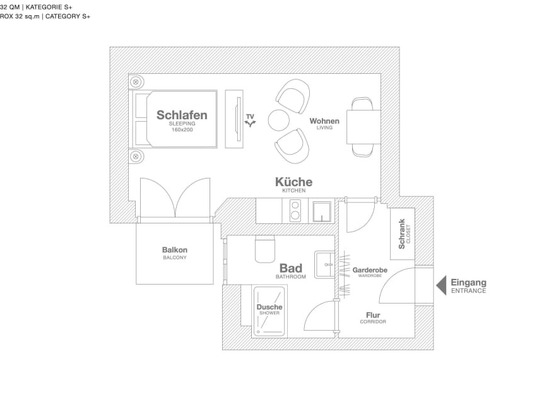 Serviced Apartment in Berlin Mitte, Wedding with balcony