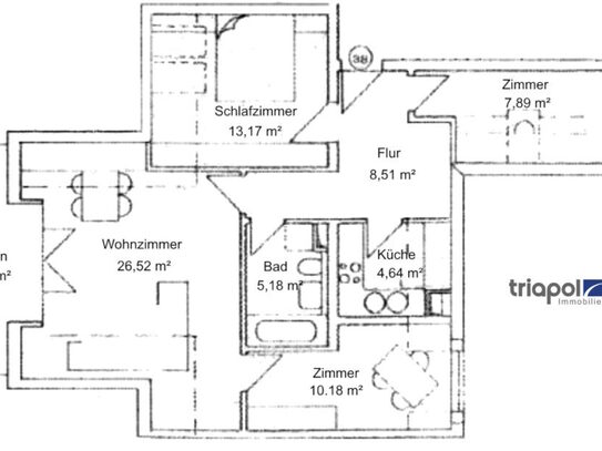 Ruhig gelegene Dachgeschosswohnung mit Balkon und TG-Stellplatz in ruhiger Stadtrandlage. - triapol Immobilien