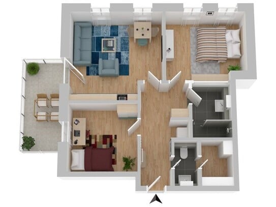 WM/11/Bhf - 3 - Raumwohnung im 1. OG mit Balkon! ERSTBEZUG