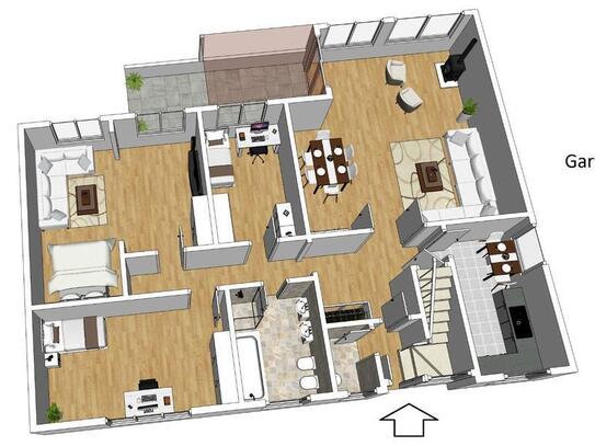 4 Zimmer Erdgeschosswohnung Kamin Garten