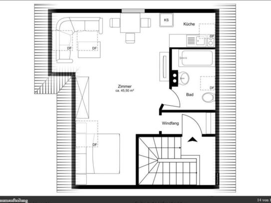zu vermieten: Möbliertes Dachgeschoss-Single-Appartement in Poing