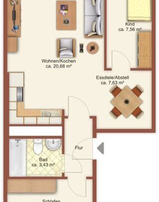 2-Raum-Wohnung in Chemnitz Helbersdorf