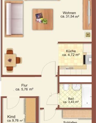 3-Raum-Wohnung in Chemnitz Helbersdorf