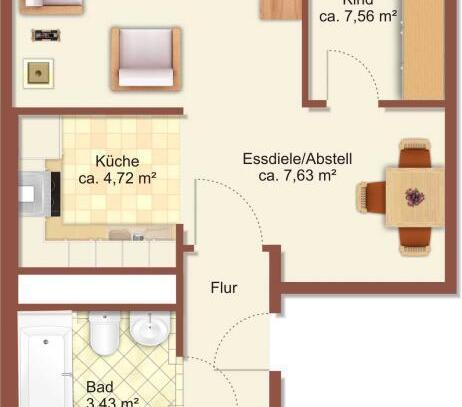 2-Raum-Wohnung in Chemnitz Kappel