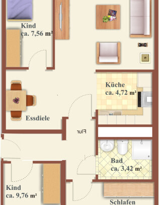 4-Raum-Wohnung in Chemnitz Helbersdorf