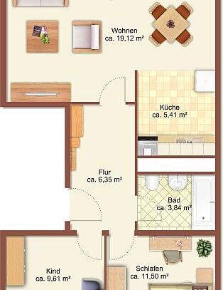 3-Raum-Wohnung in Chemnitz Helbersdorf