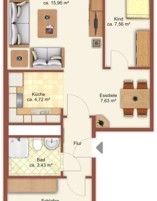 3-Raum-Wohnung in Chemnitz Helbersdorf