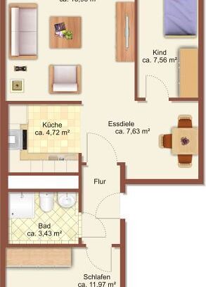 3-Raum-Wohnung in Chemnitz Helbersdorf