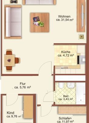 3-Raum-Wohnung in Chemnitz Helbersdorf