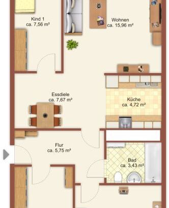 4-Raum-Wohnung in Chemnitz Helbersdorf