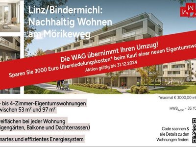 Toplage am Bindermichl: grün, sicher, ruhig... - beste Infrastruktur + 26 m² XL-Südbalkon + PV-Anlage, Erdwärmepumpe, Smartem E-Boiler