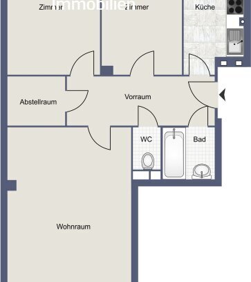 Nahe Friesenplatz/Angeligasse - sehr guter Grundriss - 3 Zimmer - Parkplatz - sanierungsbedürftig