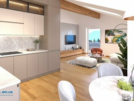 Jetzt besichtigen - zu Jahresbeginn 2024 einziehen! Elegante 3-Zimmer-Dachgeschoss-Wohnung Zentrum Mondsee mit Seeblick…
