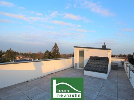 Große Dachterrasse mit Blick über die Stadt- Cooles Flair in grüner Umgebung