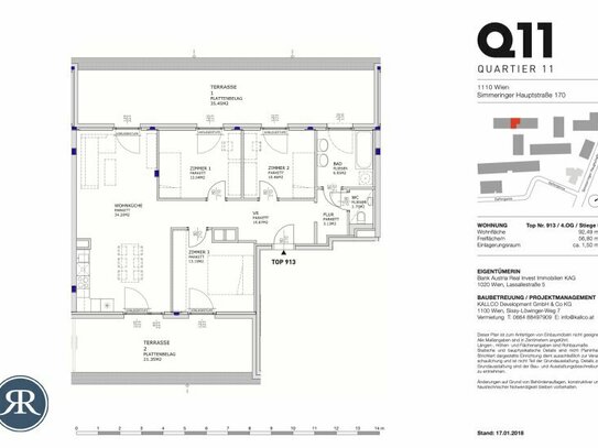 4-Zimmer mit 2 Terrassen im 4.OG - TOP 913 (AB SEPTEMBER)