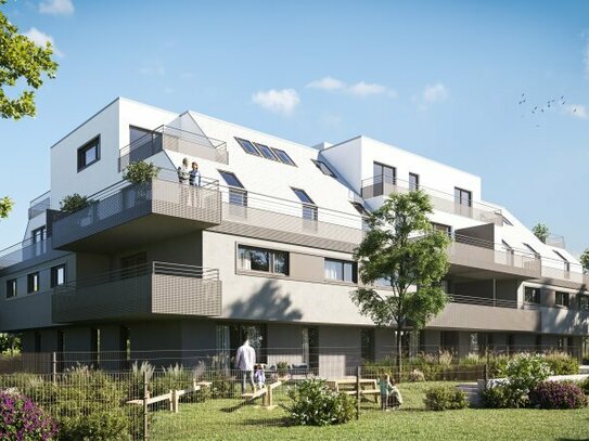 Pärchenwohntraum mit Terrasse im ersten Dachgeschoss - Zweizimmer in Ruhelage! Leben am Quarzweg!