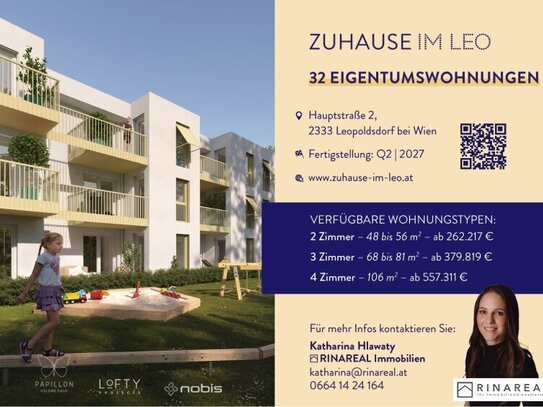 Zuhause IM LEO | Exklusive 2 Zimmer Gartenwohnung mit Terrasse | Tiefgarage im Gebäude | Hauptstraße | Frühjahr 2027 -…