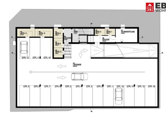 Neubau! Helle und moderne Tiefgaragenplätze (4 Stk.) im Zentrum von Wels zu verkaufen! Fußläufig erreichen Sie den Haup…