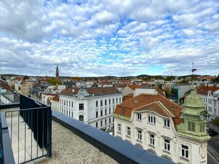 Großzügige 4-Zimmer Dachgeschoßwohnung mit herausragendem Grünblick, zwei Terrassen und Aussichtsturm - Ferrogasse - To…