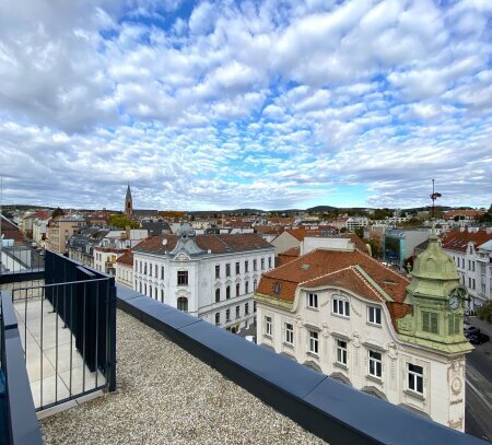 Großzügige 4-Zimmer Dachgeschoßwohnung mit herausragendem Grünblick, zwei Terrassen und Aussichtsturm - Ferrogasse - To…