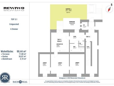 4-Zi.-Wohnung im EG mit Terrasse und Eigengarten - barrierefreier ERSTBEZUG inkl. Carport