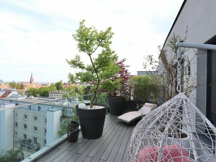 Exklusiver Dachgeschoß-Terrassen-Traum mit FERNBLICK auf einer Ebene OHNE Schrägen