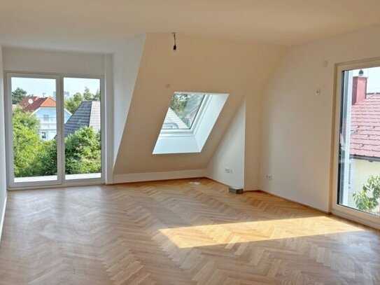 Moderne Architektur inmitten der Natur - Hochwertige Dachgeschoss 3-Zimmer Wohnung mit Balkon!