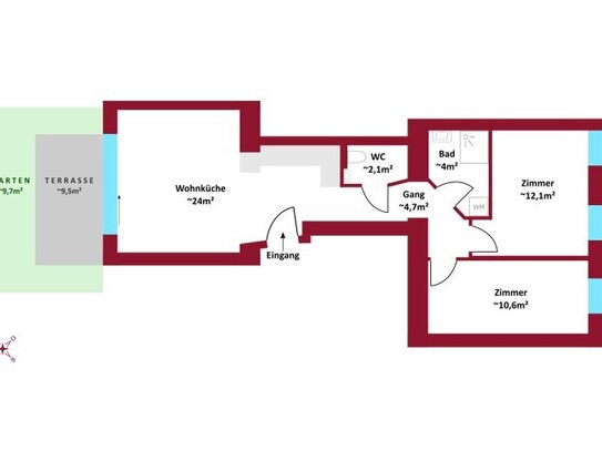 Erstbezug: Altbau, Neubau, hofseitige Terrassen, Balkone, Loggien, Gärten, Schlüsselfertig.