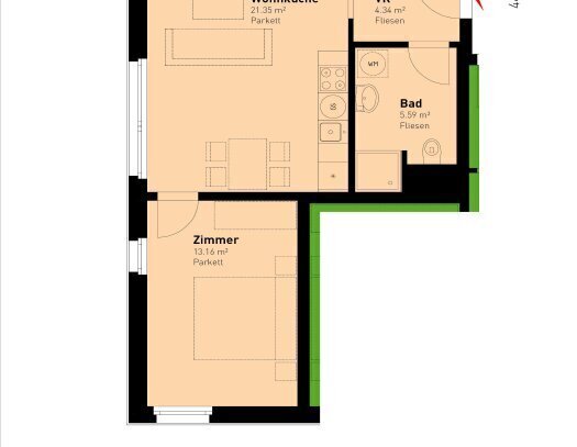 Moderne 2-Zimmer-Wohnung mit hochwertiger Küche und Kellerabteil (I3-31)