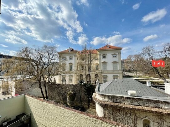 Unbefristete 3 Zimmer Altbaumiete mit Balkon u. Blick auf das Palais Liechtenstein